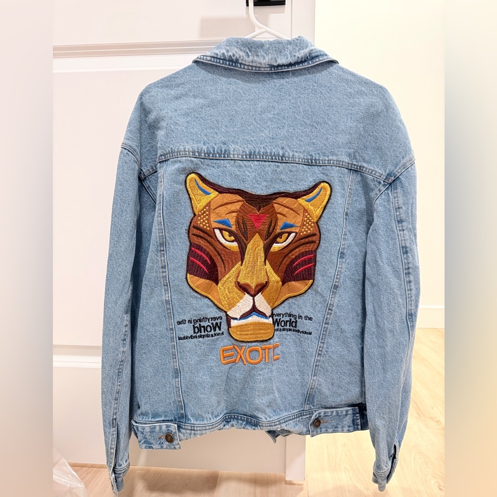 Denim Jacket with Tiger Embroidery
